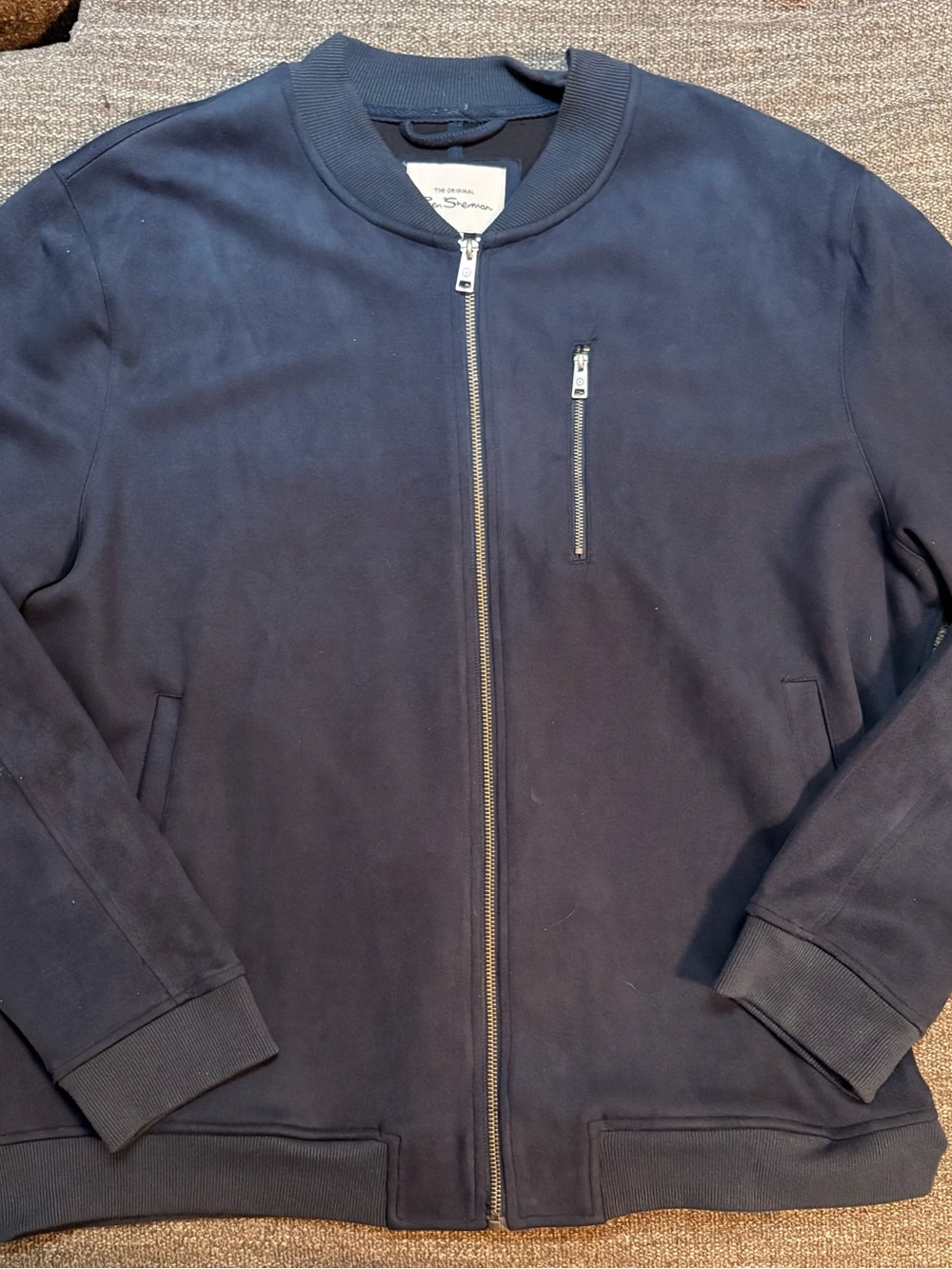 Ben Sherman Navy Zip-Up Bomber Sweater